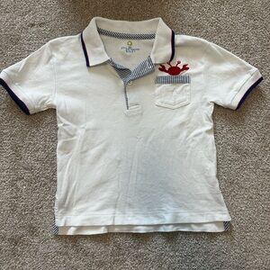Florence Eiseman White Polo with Red Embroidered Crab